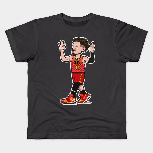 Trae Young Cartoon Style Kids T-Shirt by ray1007